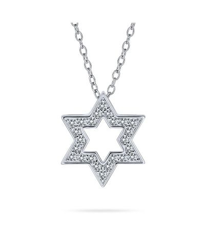 Bling Jewelry Classic Magen Hanukkah CZ Star Of David Pendant Necklace Sterling Silver