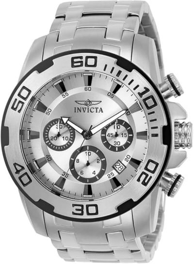 Мужские кварцевые часы Invicta Men's 22317 Pro Diver Silver Dial Chronograph