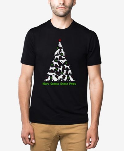 Мужская футболка LA Pop Art Cotton/Poly Blend Word Art Santa Paws
