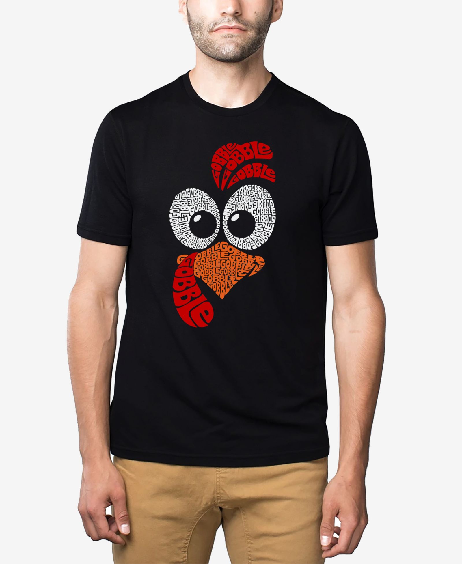 Мужская футболка LA Pop Art Cotton/Poly Blend Word Art - Turkey Face