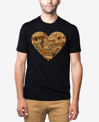 Мужская футболка LA Pop Art Cotton/Poly Blend Word Art - Thanksgiving Heart