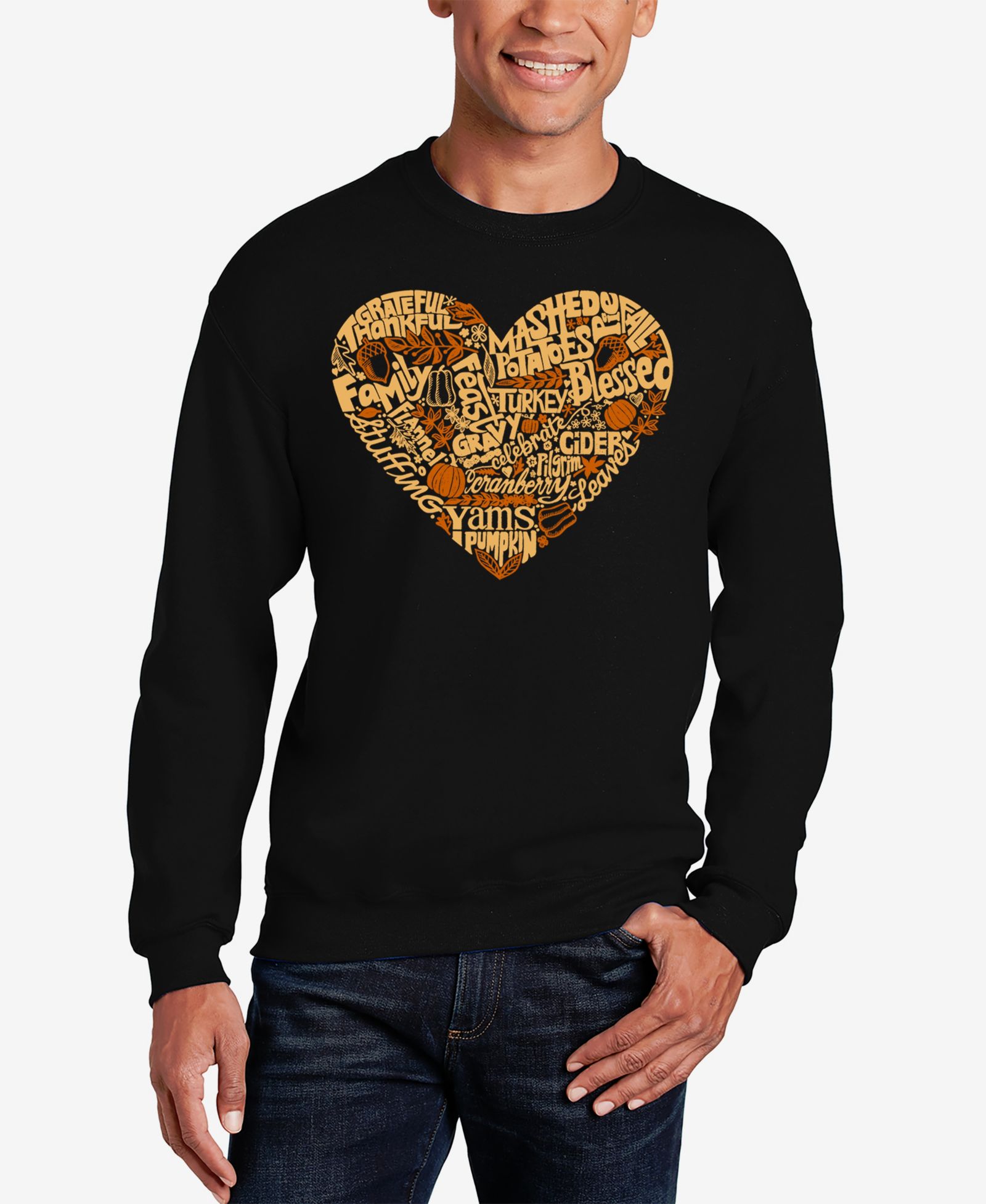 Мужской свитшот LA Pop Art Thanksgiving Heart Word Art Crewneck
