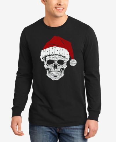 Мужская футболка с длинным рукавом LA Pop Art Santa Skull Word Art