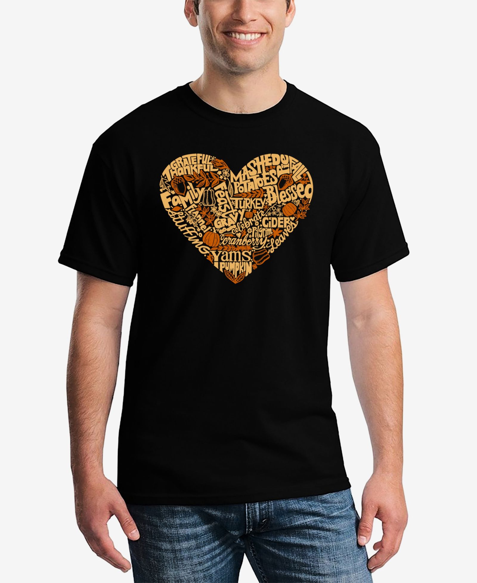 LA Pop Art Men's Thanksgiving Heart Word Art T-Shirt