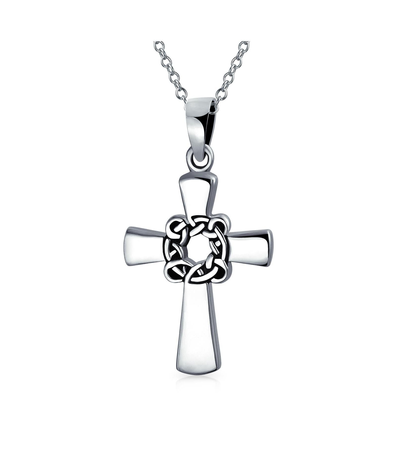 Кулон Bling Jewelry Viking Irish Celtic Knot Eternal Thorns of Christ Cross Pendant Necklace Sterling Silver 16 Inch