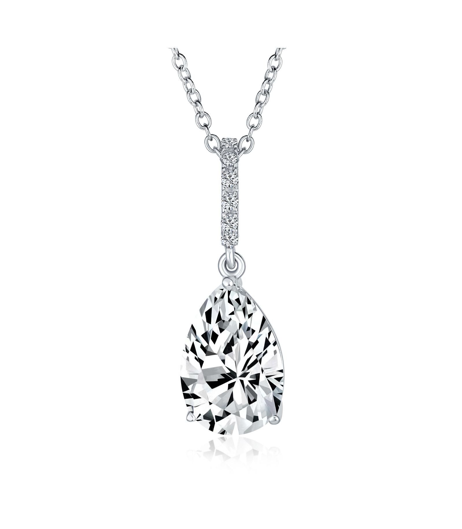 Подвеска Bling Jewelry 4CT Teardrop Shape Solitaire Cubic Zirconia CZ Sterling Silver