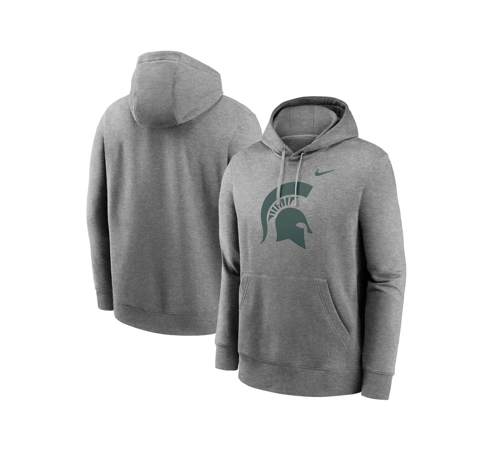 Nike Мужской серый худи Nike Michigan State Spartans Primetime Evergreen Club Fleece Pullover