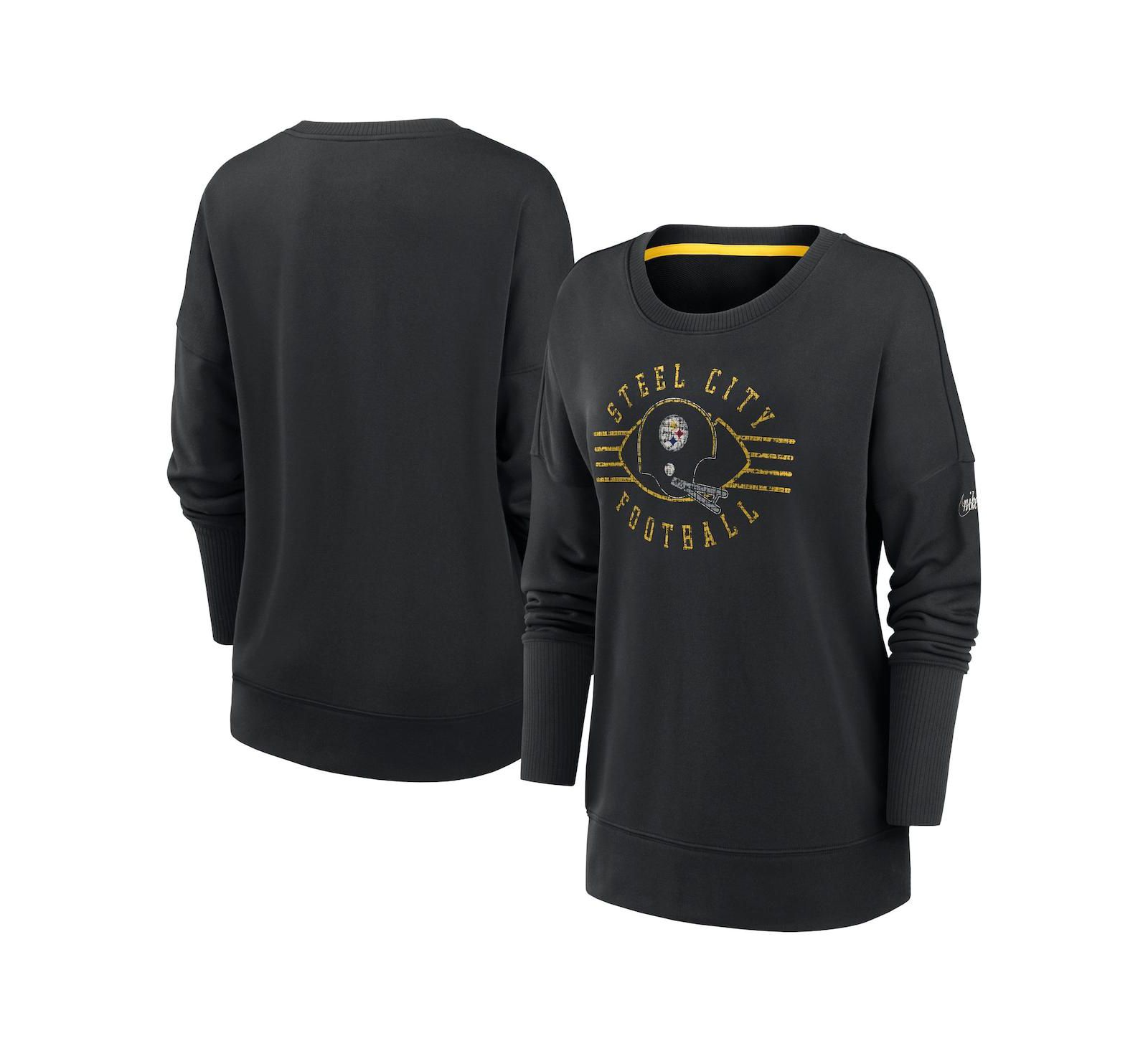 Nike Women's Black Pittsburgh Steelers Rewind Playback Icon Performance Pullover Sweatshirt