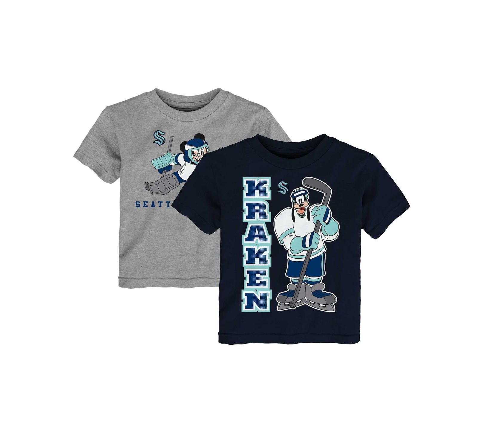 Набор из 2 футболок Disney Outerstuff для малышей Seattle Kraken Deep Sea Blue/Heather Gray