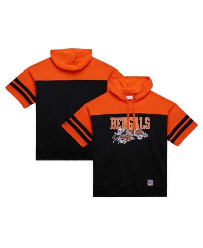 Mitchell & Ness Мужское худи с коротким рукавом и винтажным логотипом Cincinnati Bengals Black Off Field