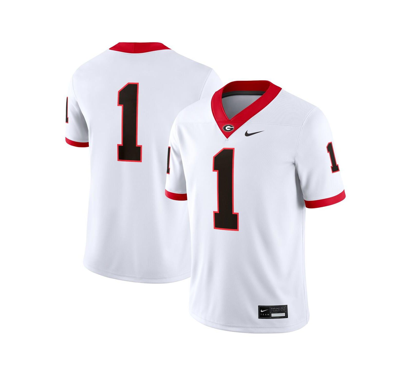 Nike Men's 1 White Georgia Bulldogs Game Jersey
