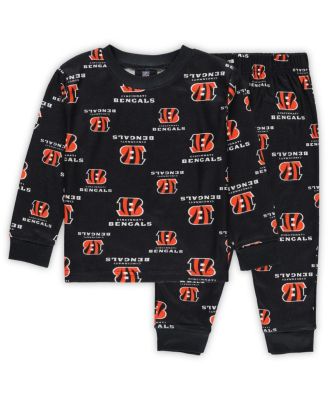 Outerstuff Toddler Black Cincinnati Bengals All-Over-Print Long Sleeve T-Shirt and Pants Sleep Set