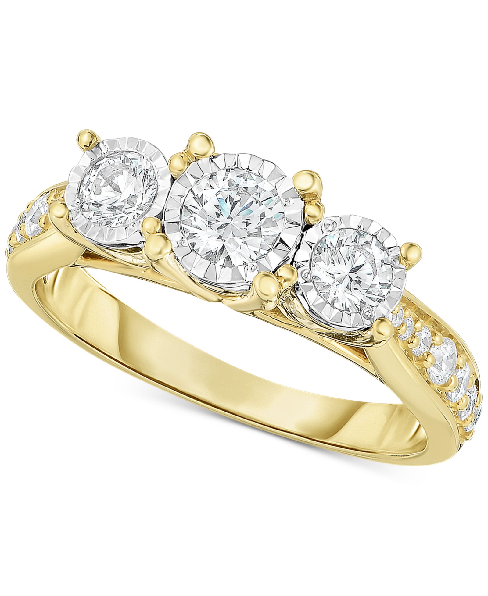 TruMiracle® Diamond Three Stone Engagement Ring (1 ct. t.w.) in 14k White Gold
