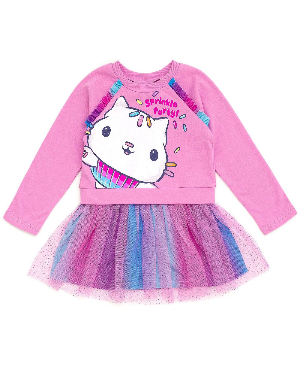 Детское платье из французской махры Gabby's Dollhouse с принтом Pandy Paws Cakey Cat