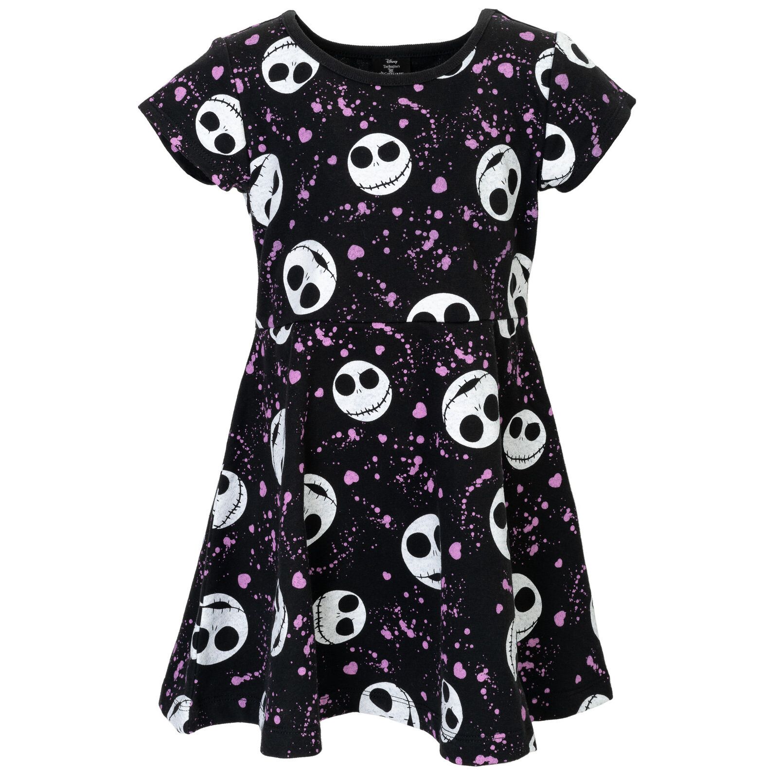 Nightmare Before Christmas Jack Skellington Girls' Short Sleeve Skater Dress