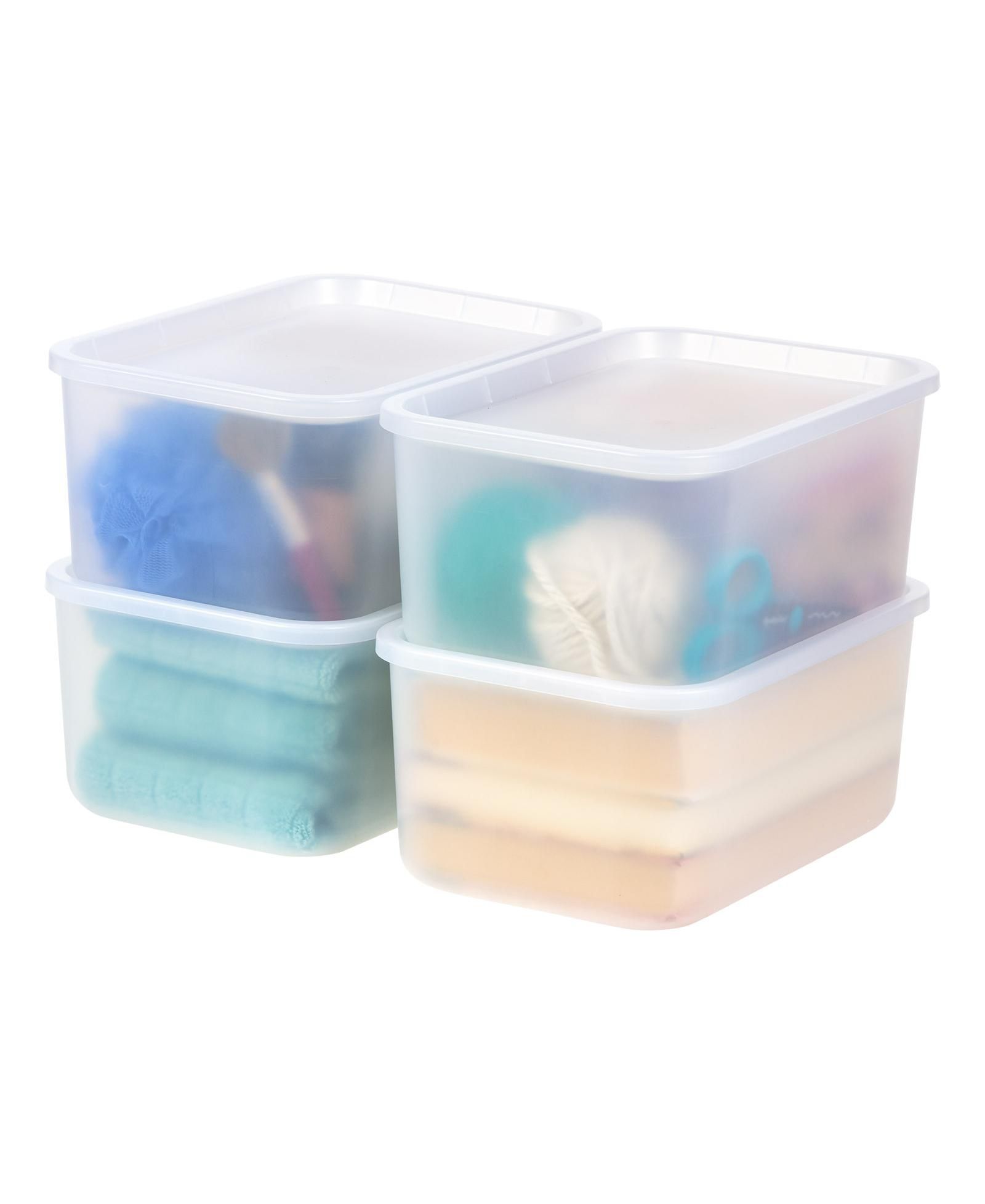 Пластиковые модульные корзины для хранения IRIS Small с крышкой, 4 Pack, штабелируемые