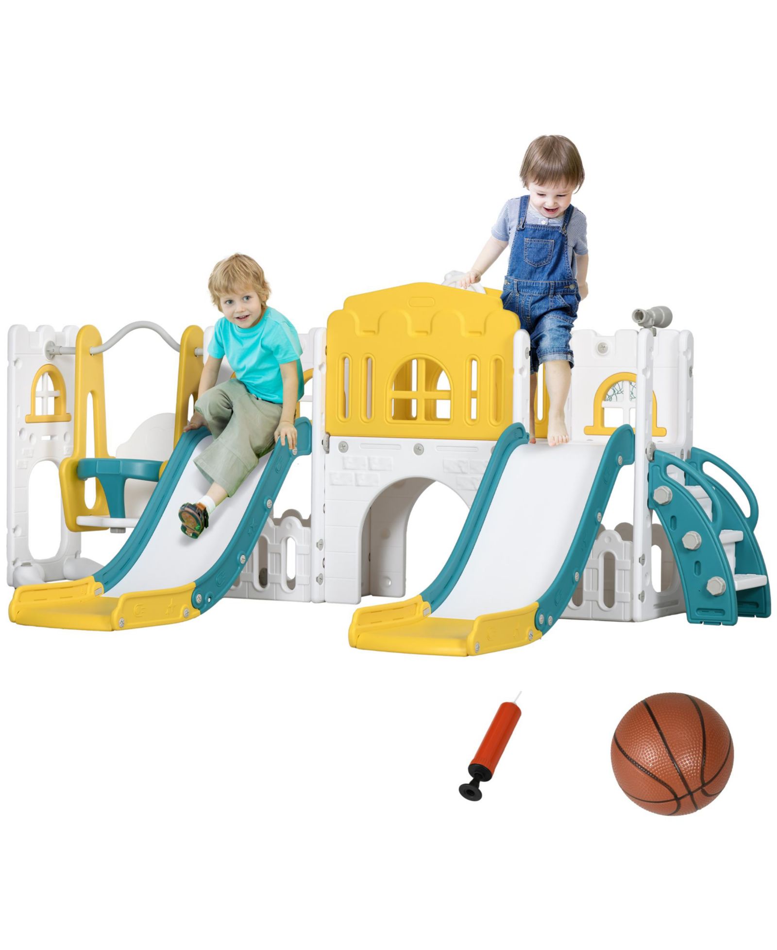 Игровой комплекс Qaba 8 в 1 для малышей с 2 горками, для детей 1-3 лет
