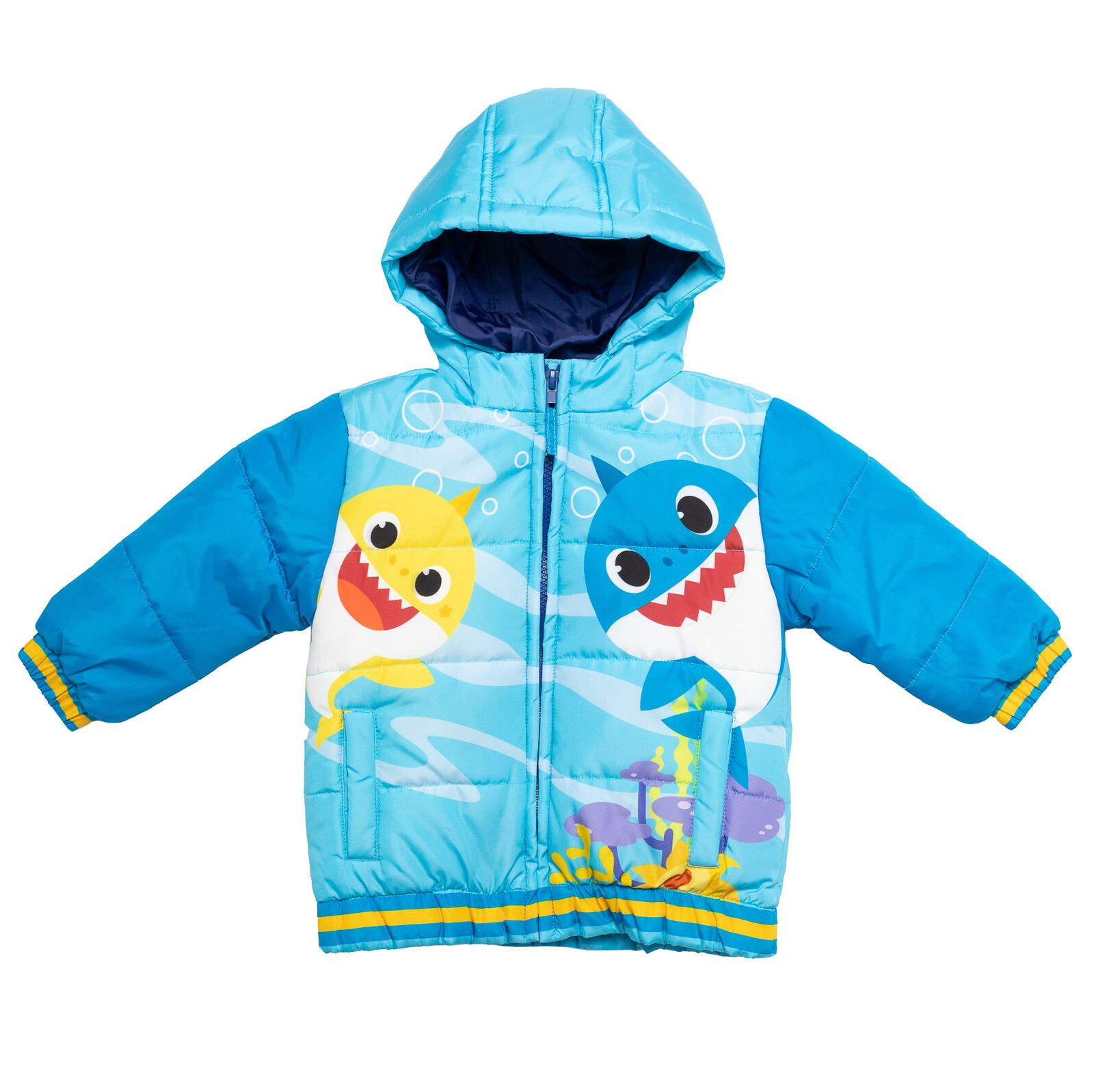 Baby Shark Baby Boys Pinkfong Shark Zip Up Winter Coat Puffer Jacket