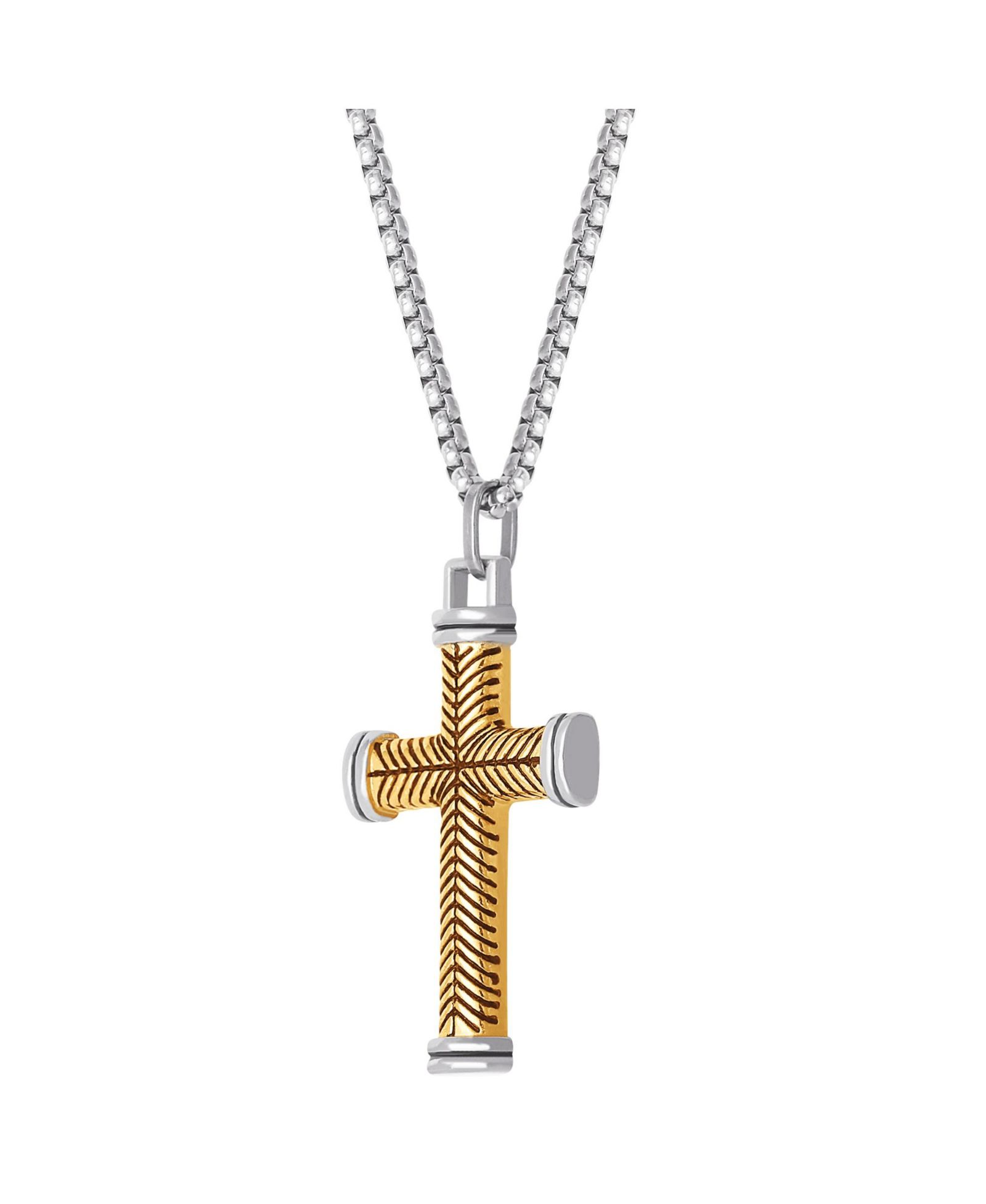 Lucky Brand Stainless Steel (316L) Two Tone Cross Necklace