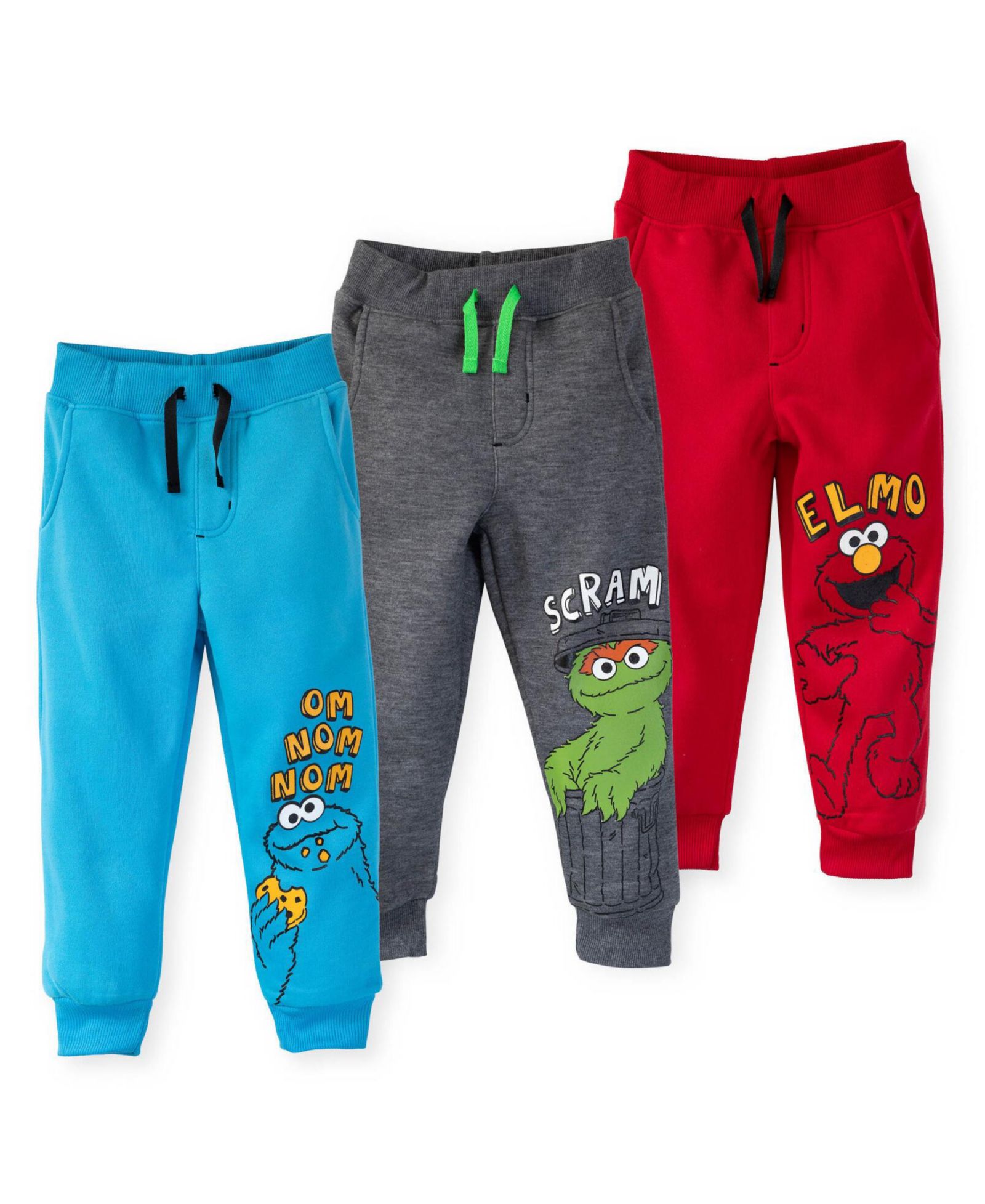 Sesame Street Baby Boys 3-Pack Fleece Jogger Pants