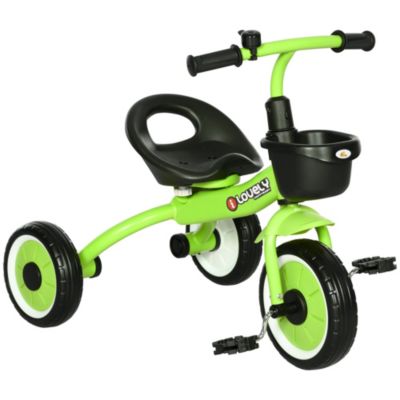 Qaba Adjustable-Seat Tricycle with Basket, 55 lbs. Capacity, Ages 2-5