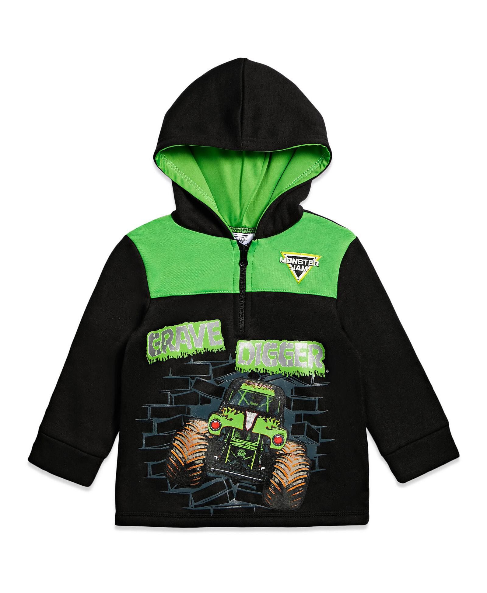 Monster Jam Boys Grave Digger Half Zip Hoodie, худи с молнией для мальчиков