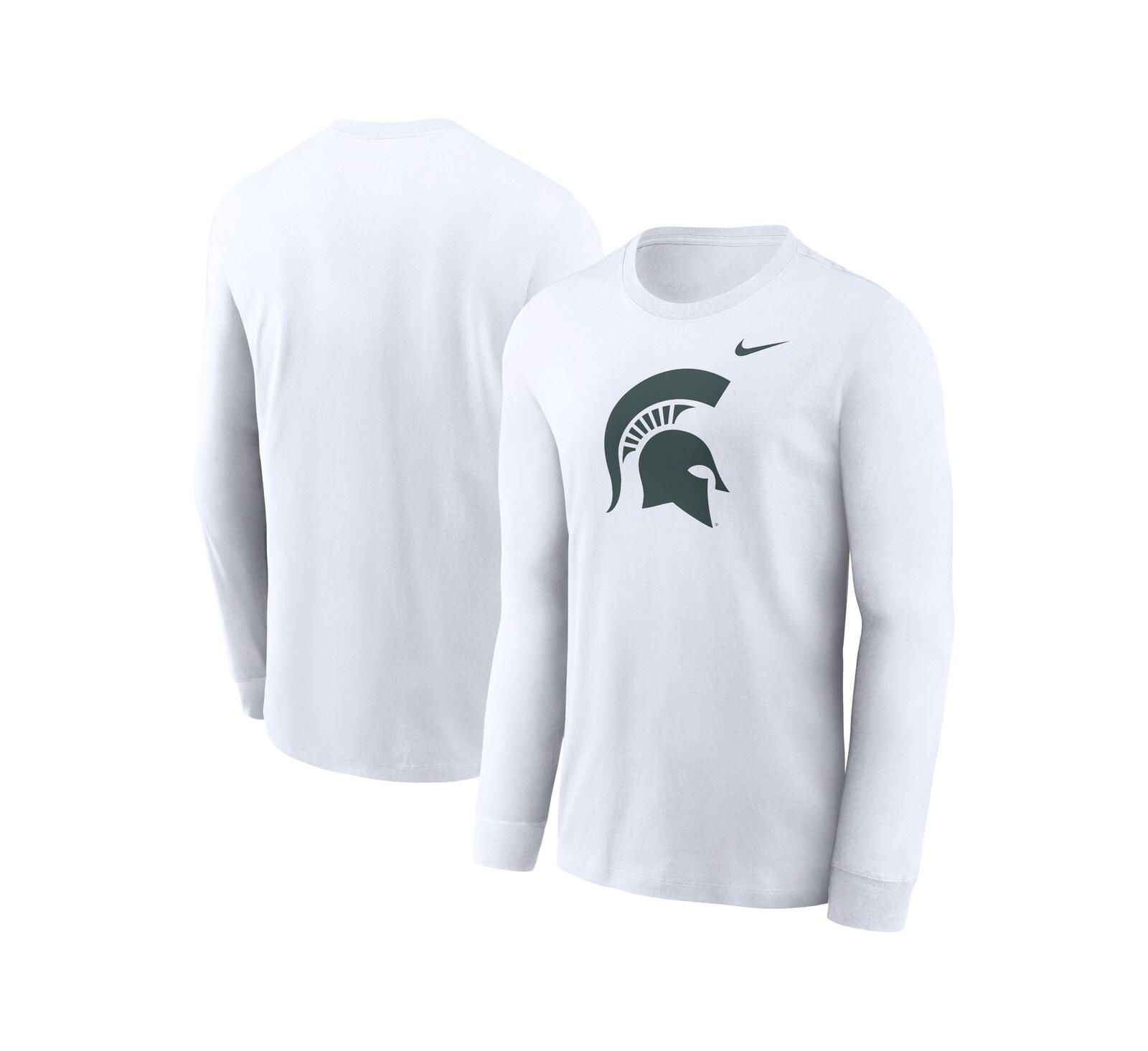 Nike Men's White Michigan State Spartans Primary Logo Long Sleeve T-Shirt