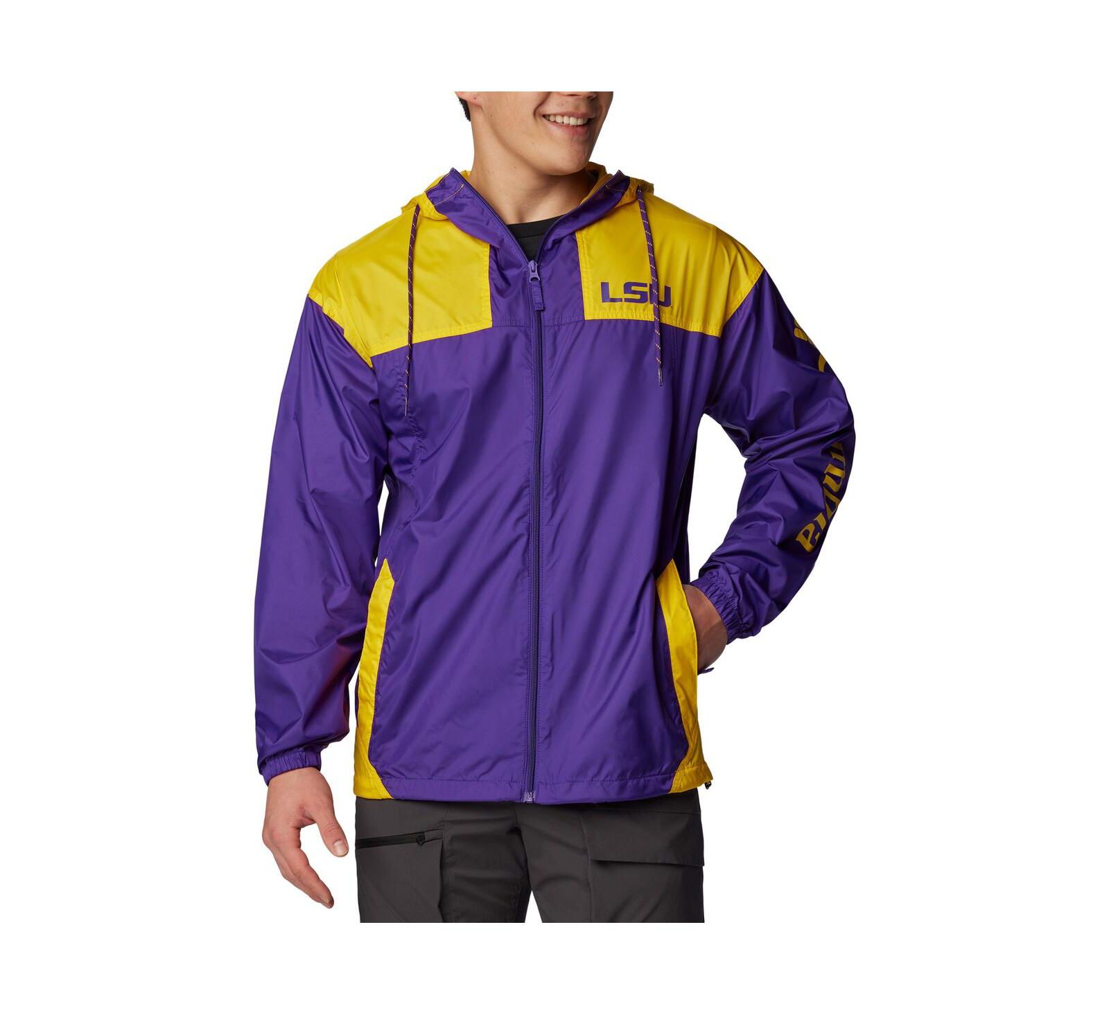 Columbia Men's Purple LSU Tigers Flash Challenger Omni-Shade Full-Zip Windbreaker Hoodie Jacket