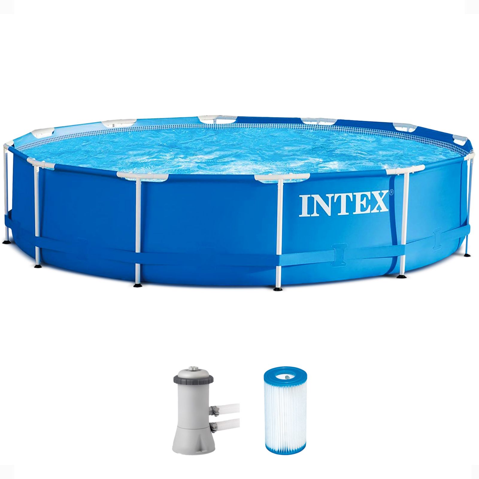 Intex 28211EH круглый надземный бассейн с рамой и насосом, 12' x 30"