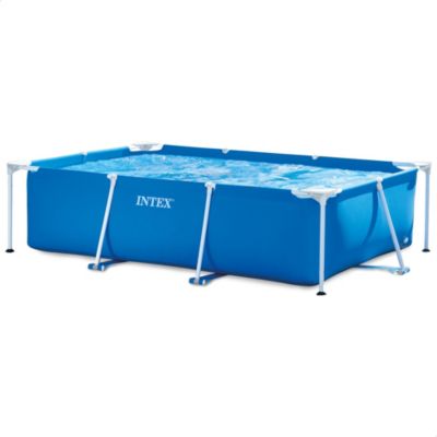 Intex 8.5ft x 26in Rectangular Frame Above Ground Backyard Swimming Pool, Blue