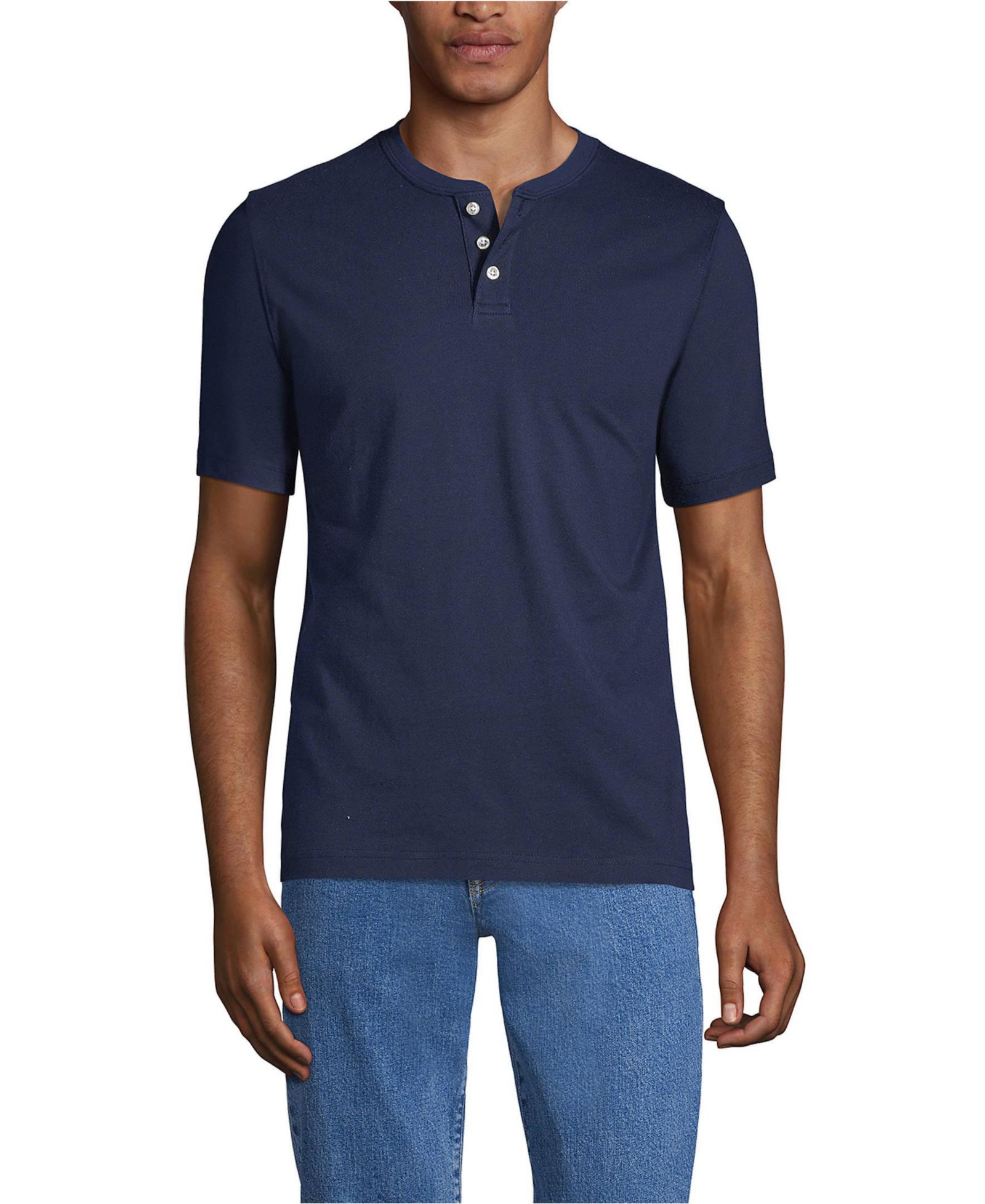 Lands' End Men's Short Sleeve Super-T Henley T-Shirt
