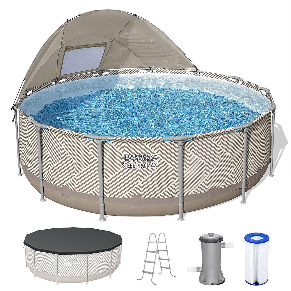 Bestway Steel Pro MAX 13' x 42" Round Above Ground Pool Set with Canopy & Ladder