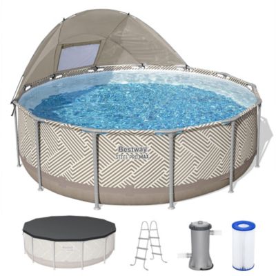 Bestway Steel Pro MAX 13' x 42" Round Above Ground Pool Set with Canopy & Ladder