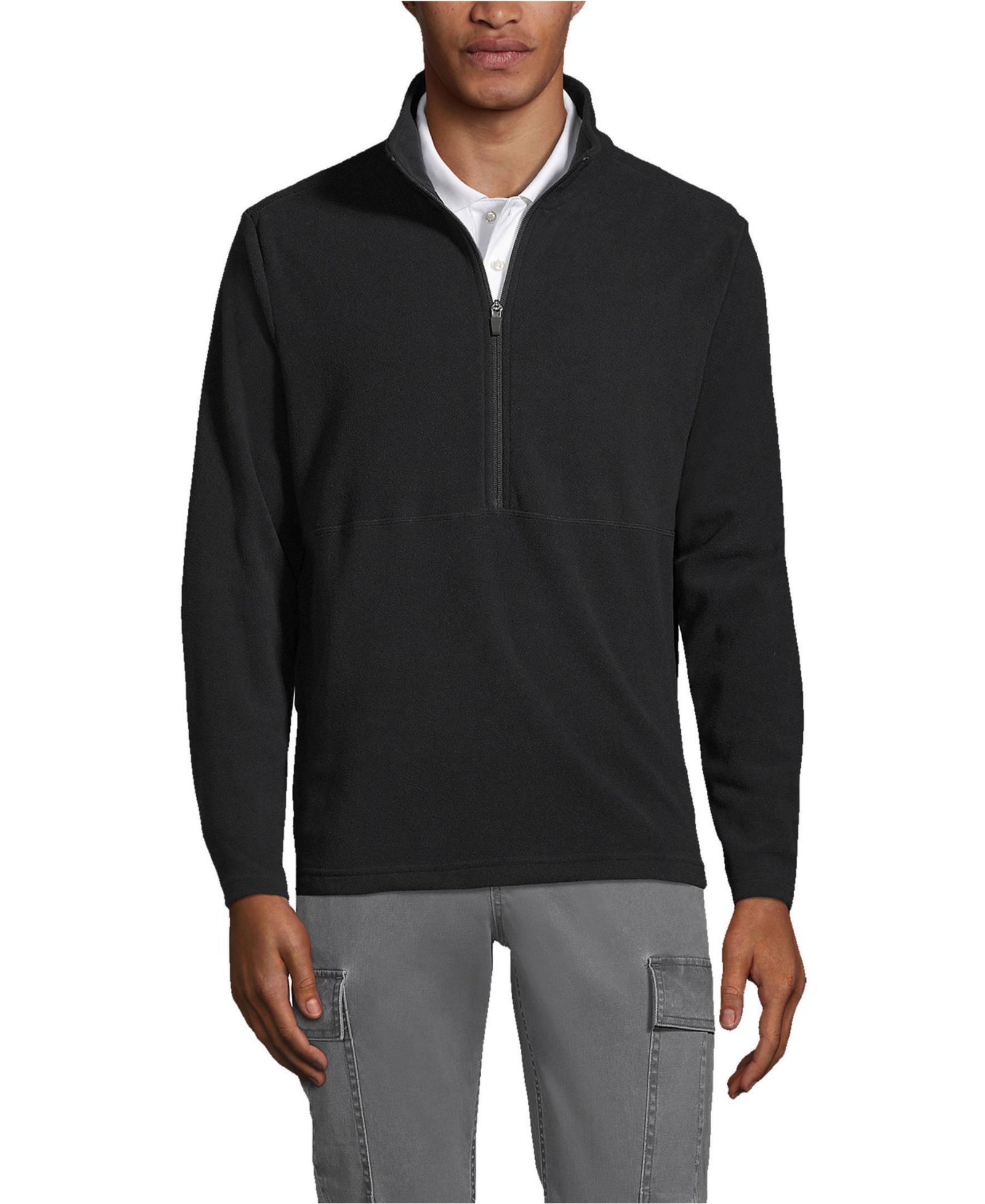 Lands' End Men's Thermacheck 100 Fleece Quarter Zip Pullover Top