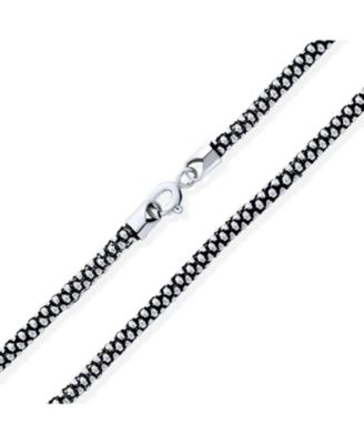 Bling Jewelry Bali Style Black Caviar Coreana Chain Necklace Oxidized Sterling Silver 20"