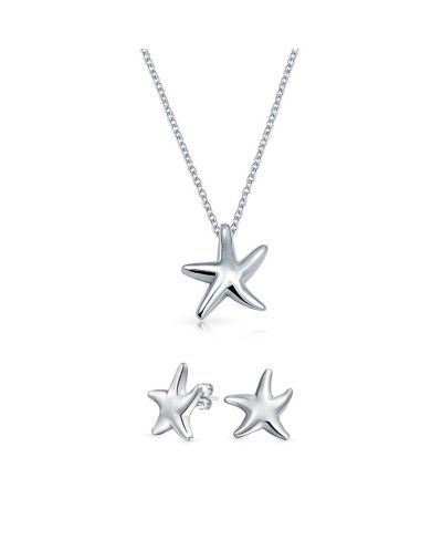 Комплект Bling Jewelry: кулон-звезда и серьги-гвоздики в морском стиле, серебро 925 пробы