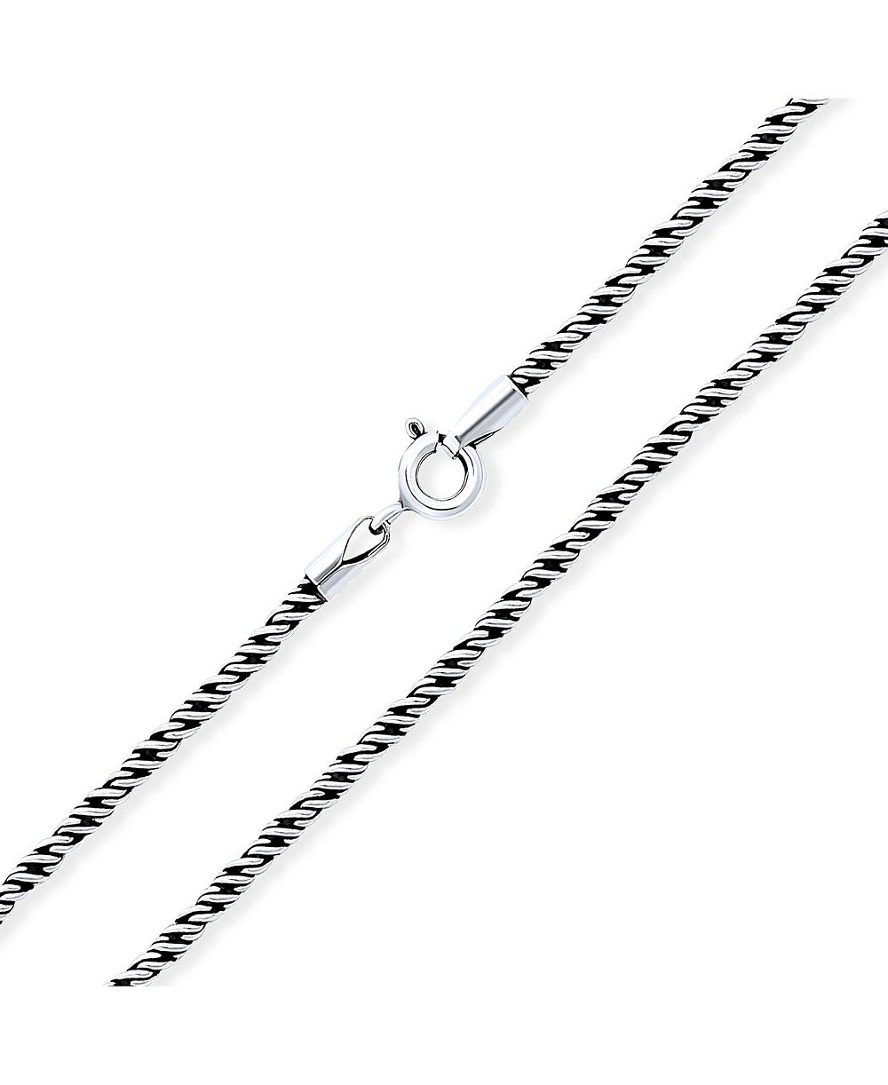 Ожерелье Bling Jewelry Oxidized Sterling Silver Bali Style Twist Cable Rope Chain 20 Inch