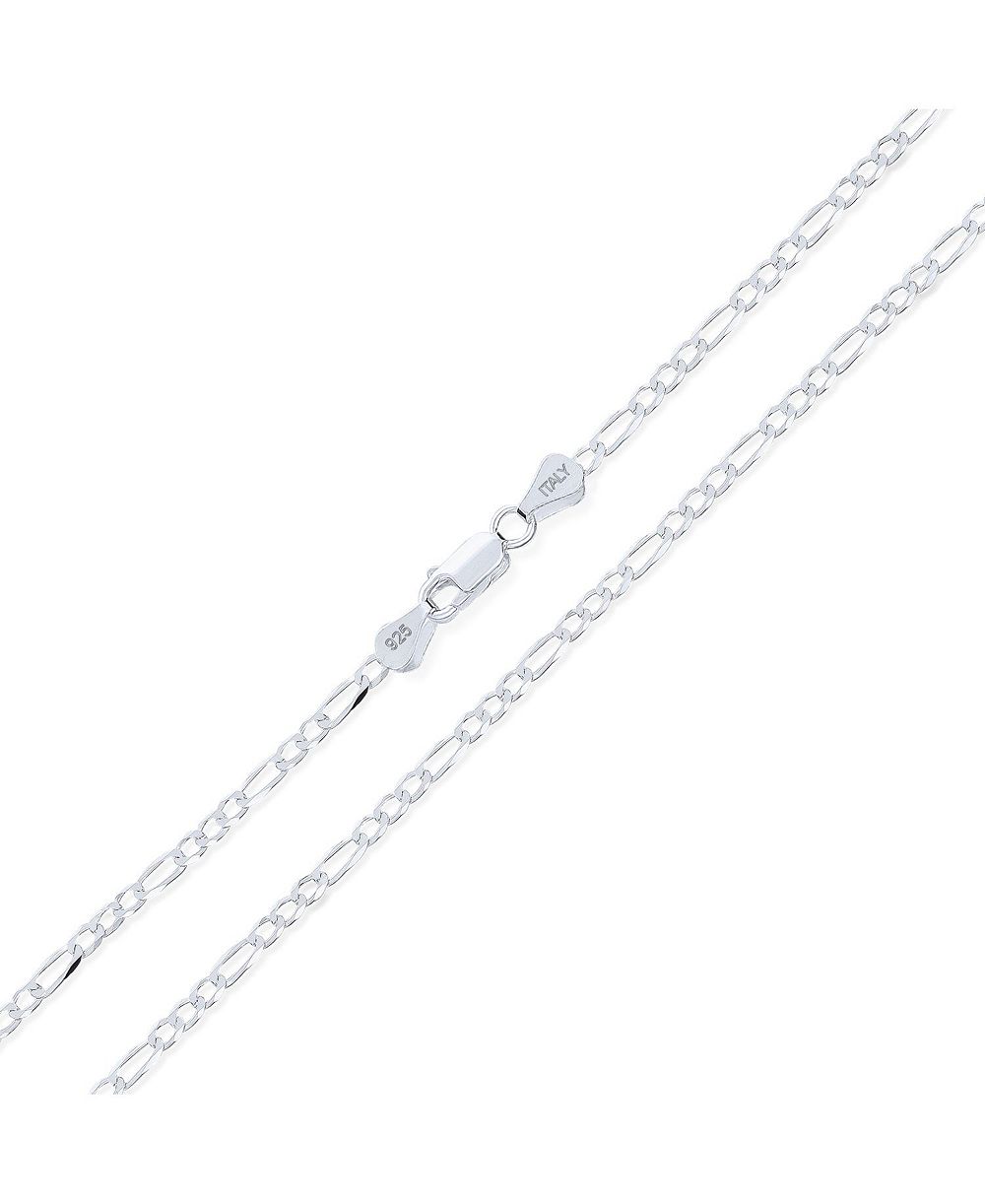 Bling Jewelry 2MM Strong Solid .925 Sterling Silver Figaro Link Chain Necklace