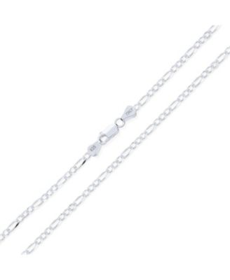 Bling Jewelry 2MM Strong Solid .925 Sterling Silver Figaro Link Chain Necklace