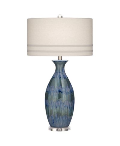 Possini Euro Design Annette Coastal Ceramic Vase Table Lamp with Table Top Dimmer