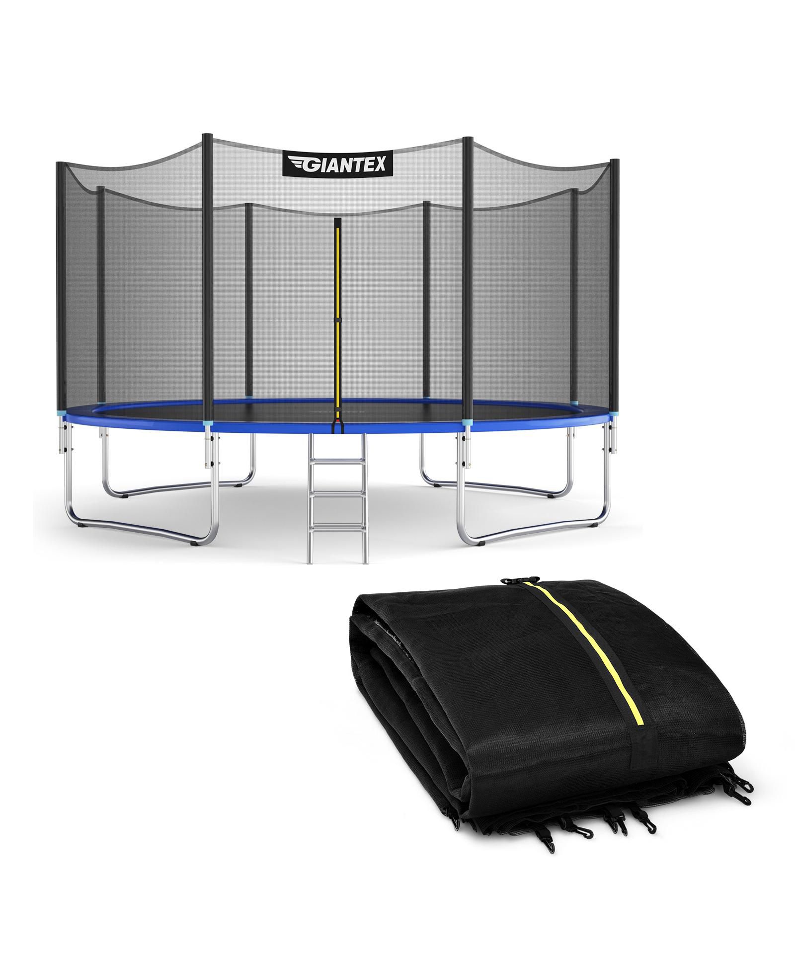 14 ft Trampoline Replacement Protection Enclosure Net with Double Zipper, 8 Poles and 18 Hooks