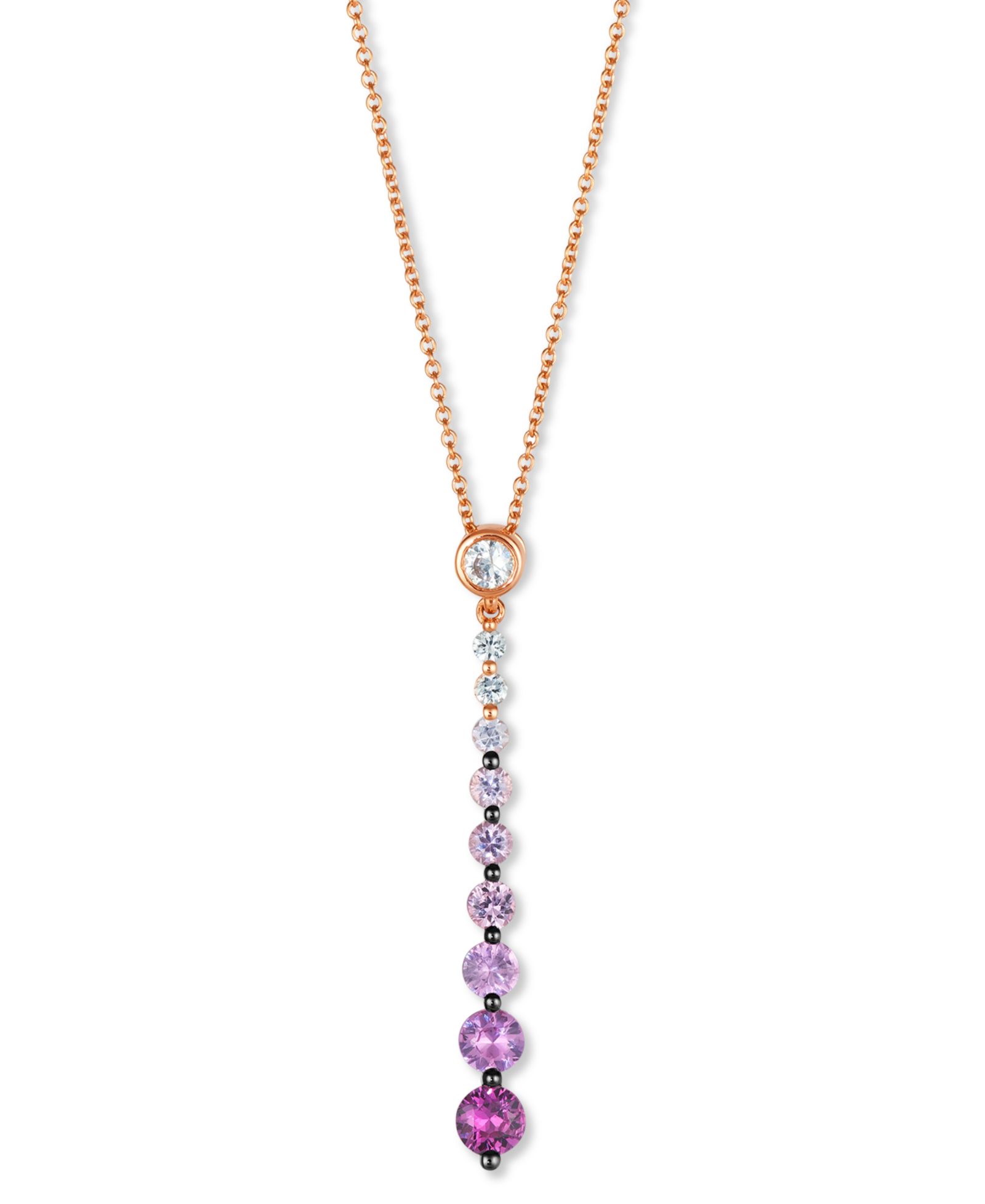 Le Vian® Pink Ombré Sapphire (7/8 ct. t.w.) & White Sapphire (1/6 ct. t.w.) Linear Adjustable 20" Pendant Necklace in 14k Rose Gold