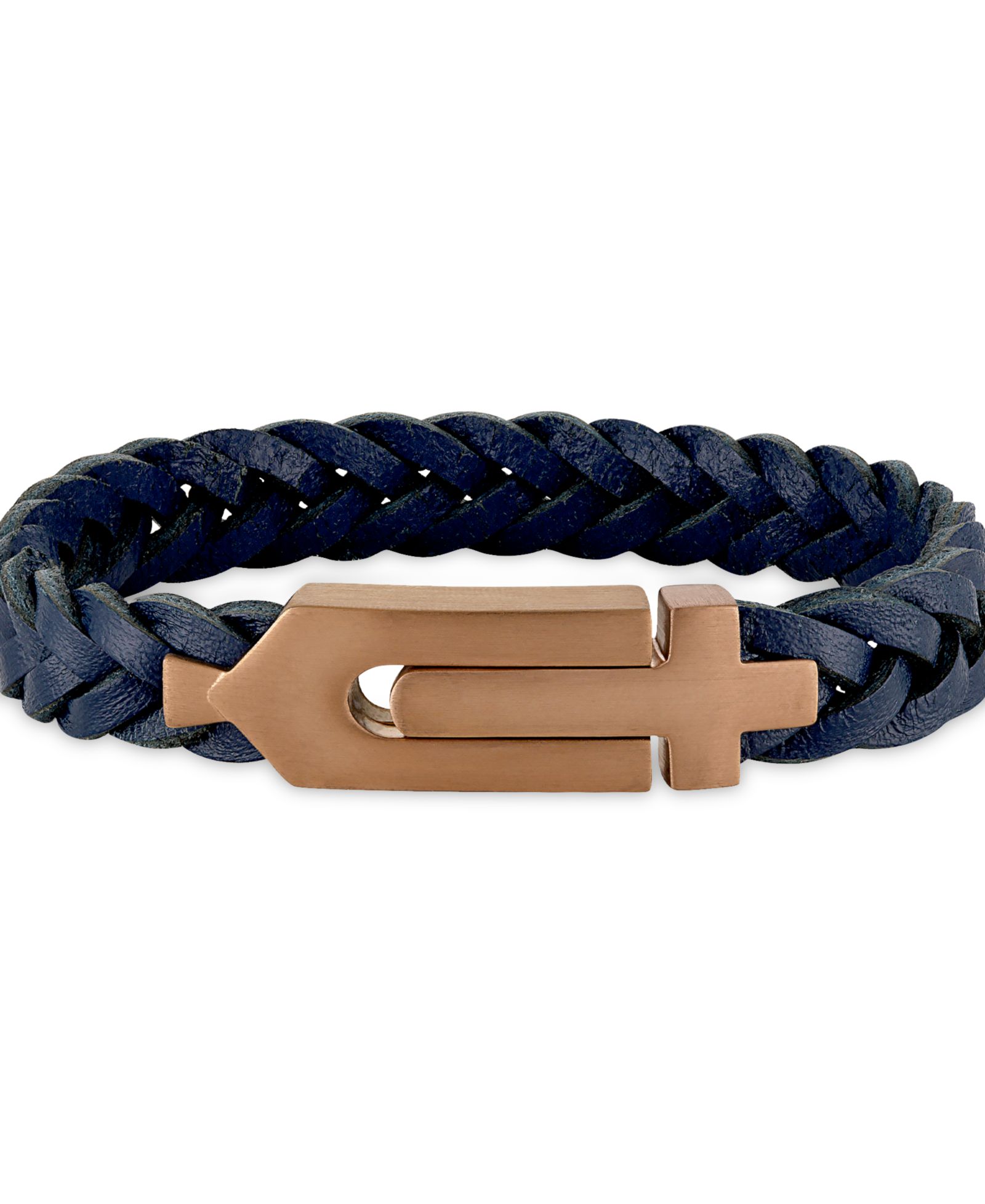 Bulova Blue Leather Braided Bracelet