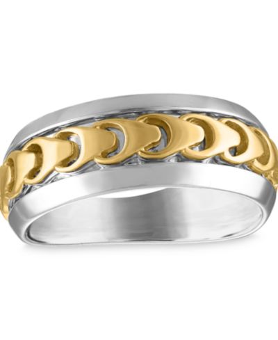 Bulova Link Ring in Sterling Silver & 14k Gold