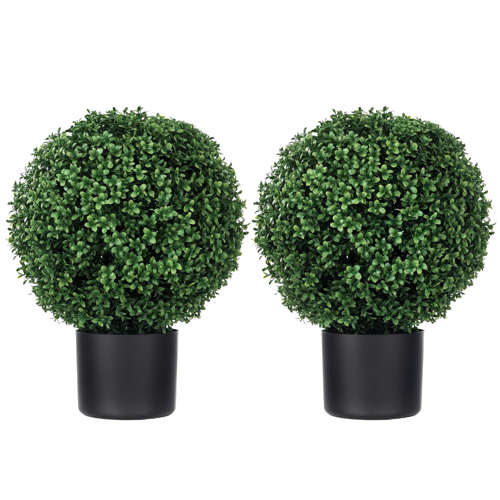 HOMCOM 2 Pack of Artificial Tree Boxwood Topiaries with Pots for and Indoor