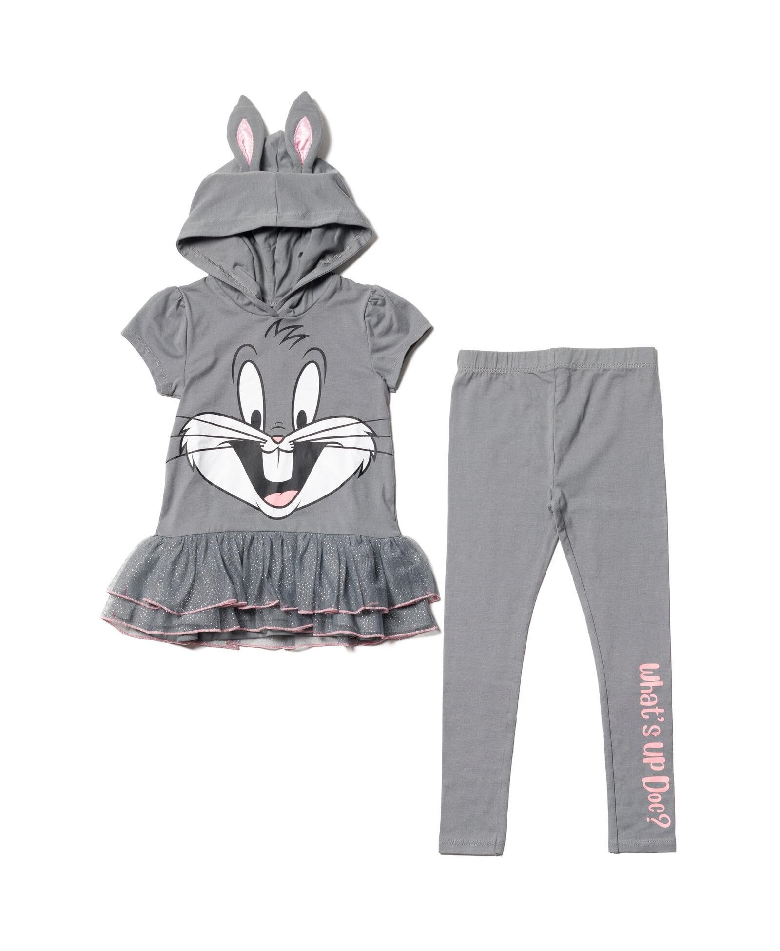 Looney Tunes Girls Buggs Bunny Cosplay T-Shirt Dress and Leggings Outfit Set