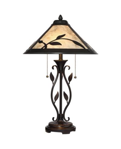 Настольная лампа Franklin Iron Works Feuille Country Cottage 23 3/4" High Metal Openwork Leaf Mica Shade для спальни гостиной прикроватной тумбочки офиса