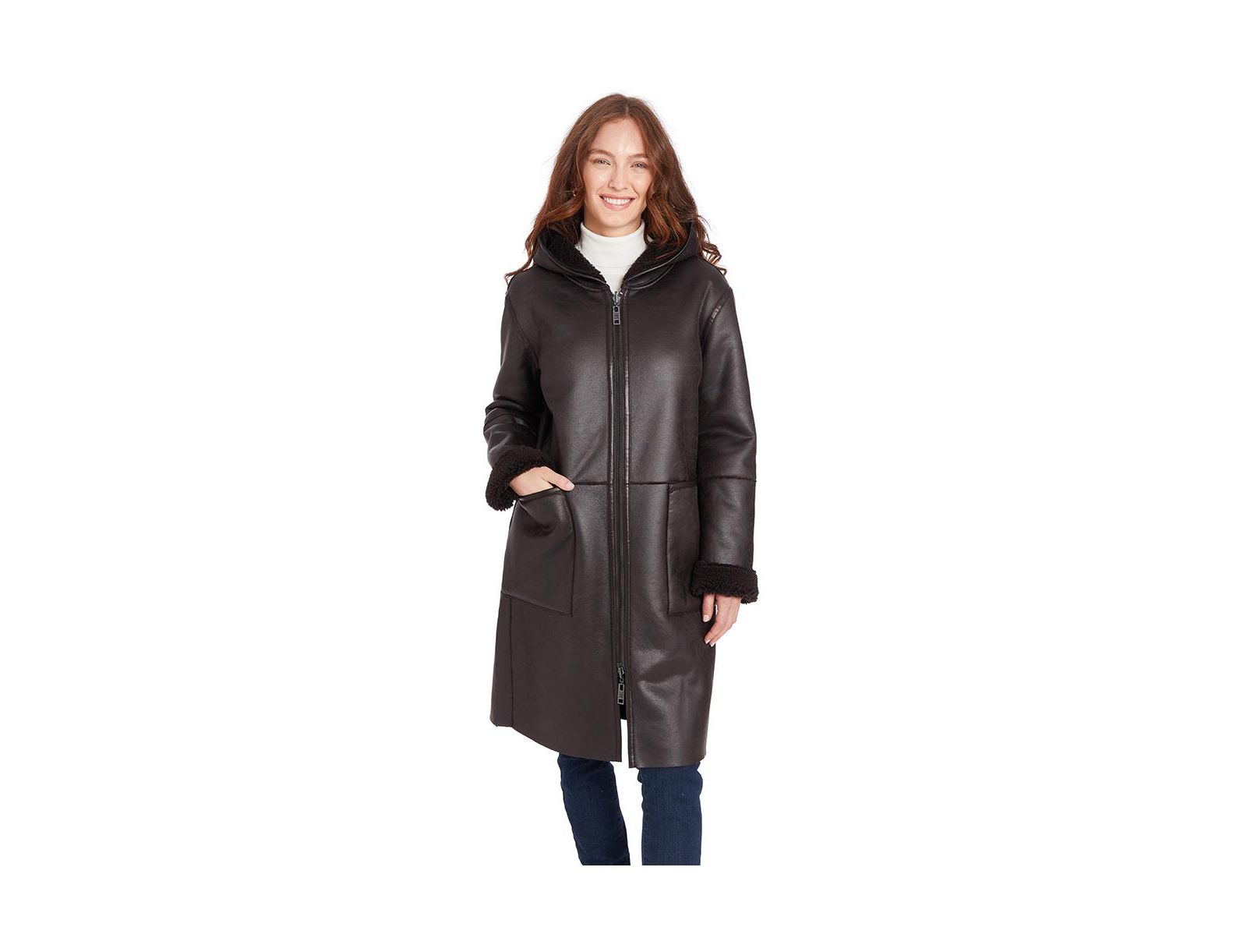 Женское двустороннее пальто Frye Mariah Reversible Faux Shearling