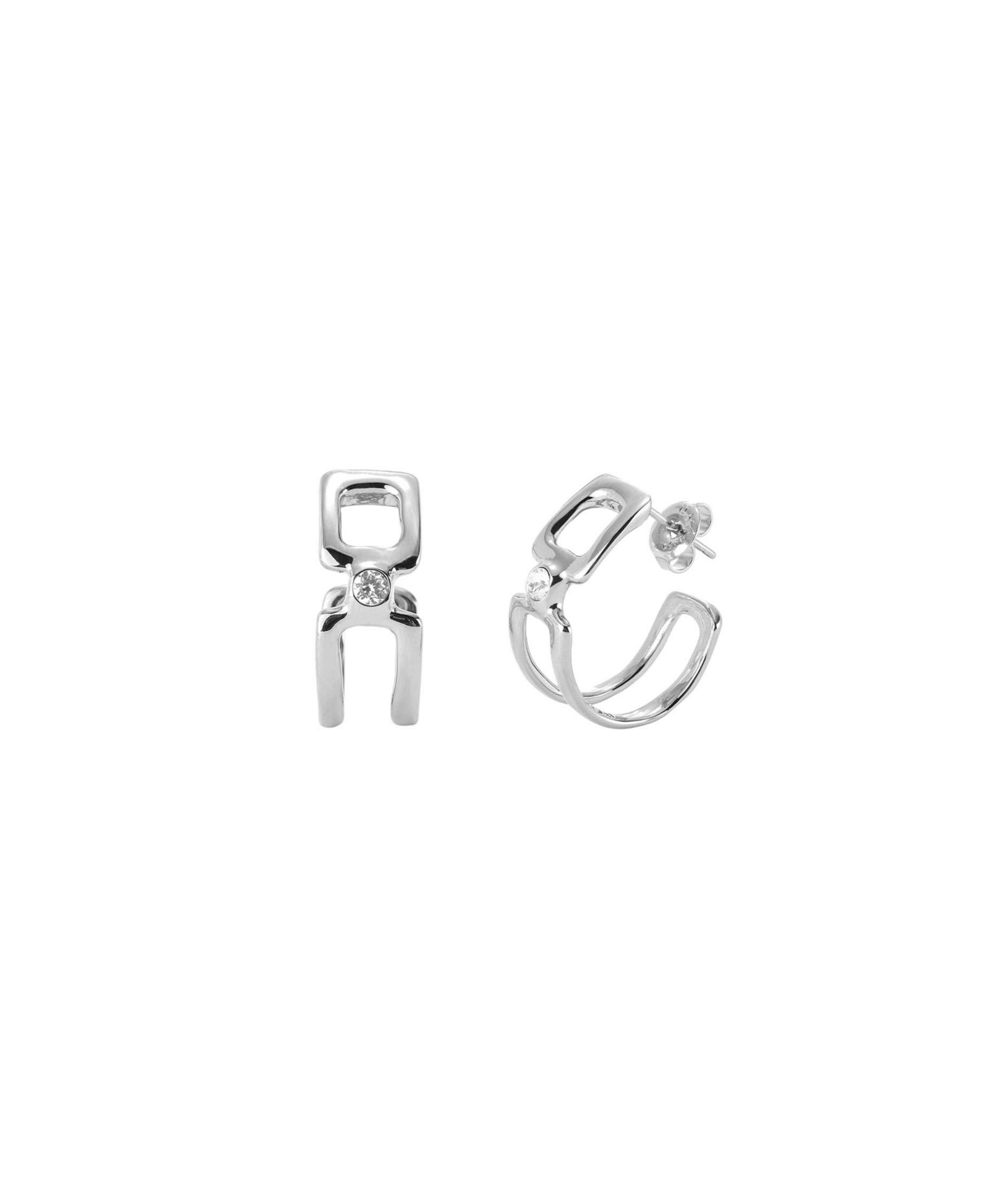 Серьги-кольца UNOde50 White Topz Double Hoop