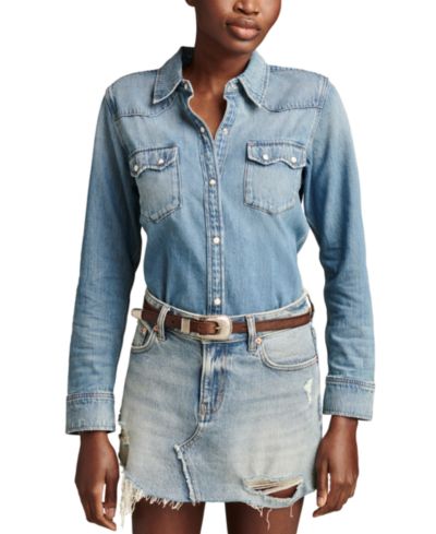 Lucky Brand Женская джинсовая рубашка западного стиля